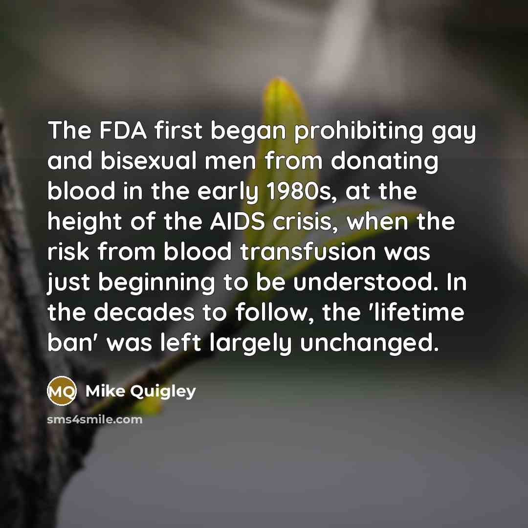 “The FDA first began prohibiting gay and bisexual men from…” quote by Mike Quigley