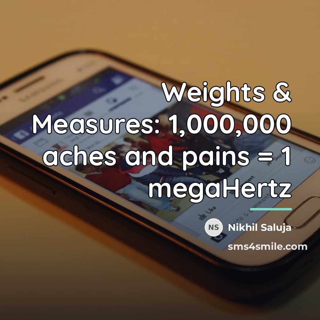 “Weights & Measures: 1,000,000 aches and pains = 1 megaHertz…” quote by Nikhil Saluja