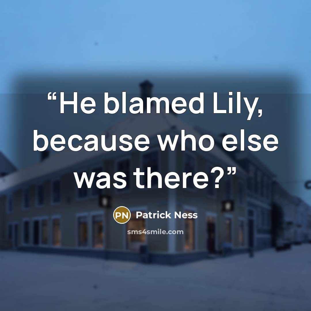 “He blamed Lily, because who else was there?” quote by Patrick Ness