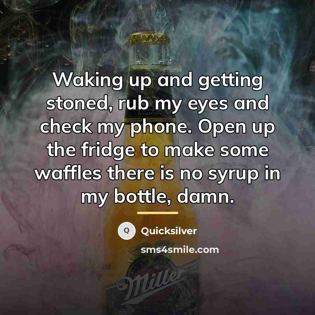 “Waking up and getting stoned, rub my eyes and check…” quote by Quicksilver