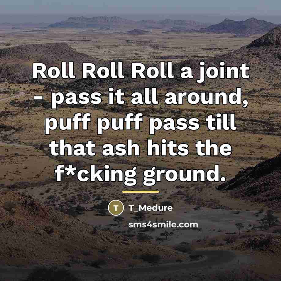 “Roll Roll Roll a joint - pass it all around,…” quote by T_Medure