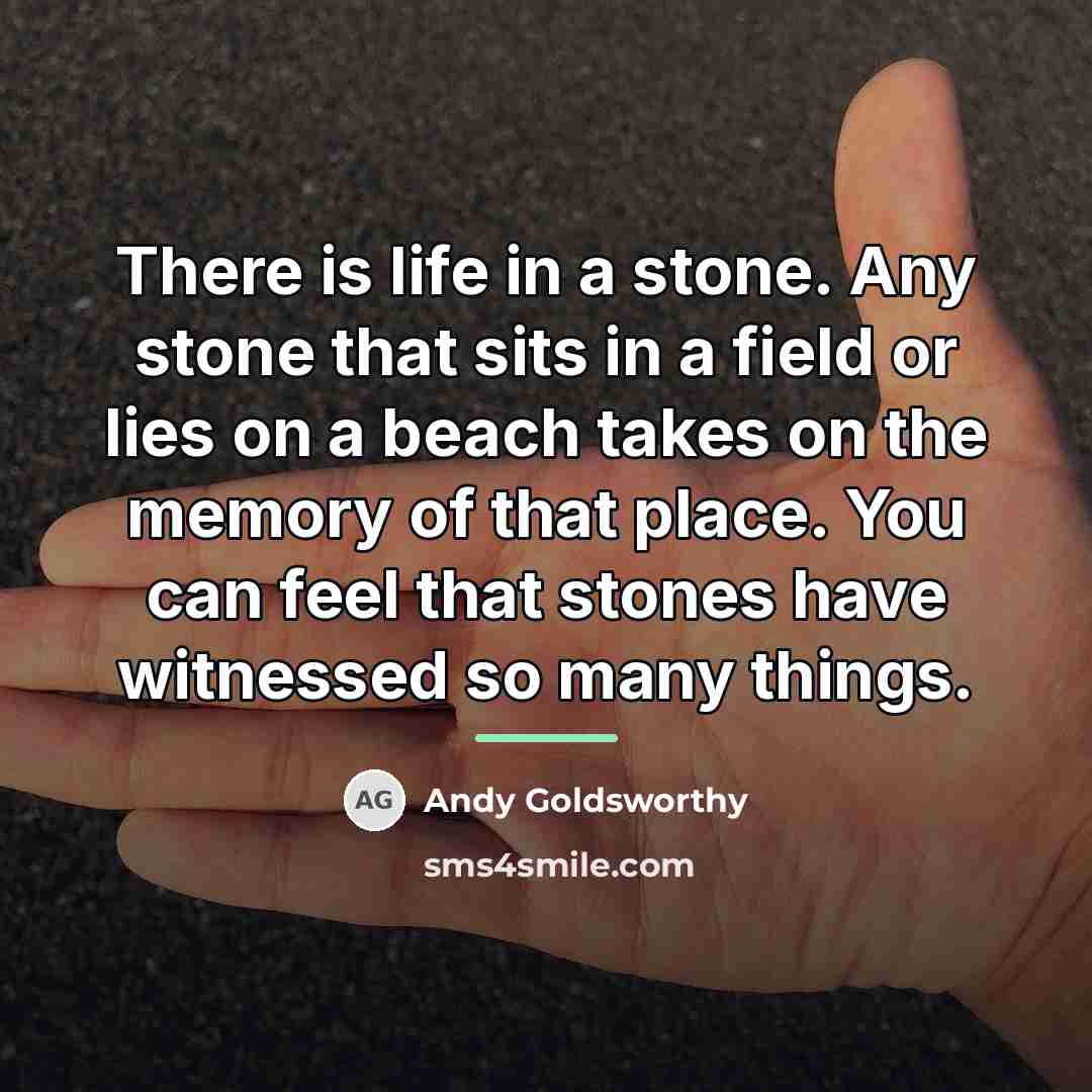 “There is life in a stone. Any stone that sits…” quote by Andy Goldsworthy