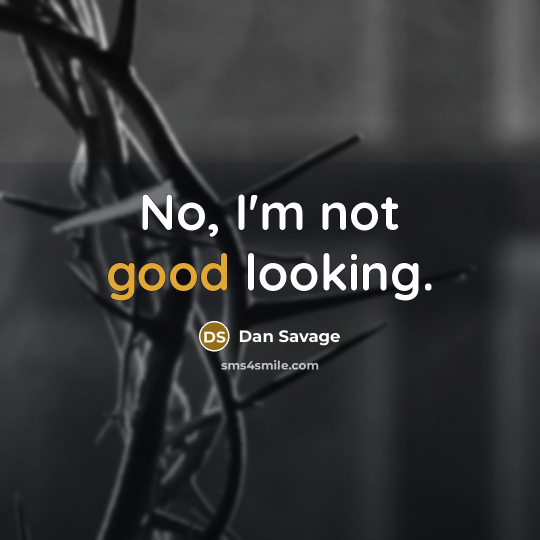 “No, I'm not good looking.…” quote by Dan Savage