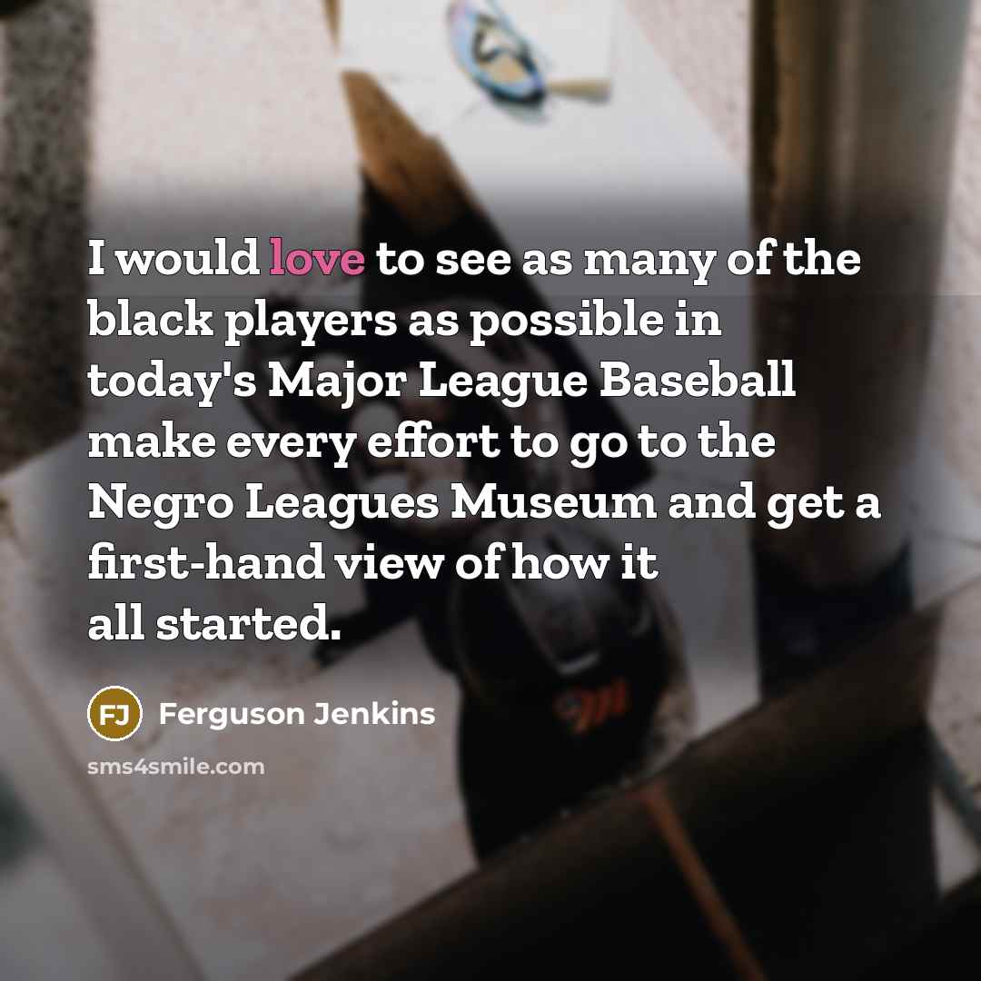 “I would love to see as many of the black…” quote by Ferguson Jenkins