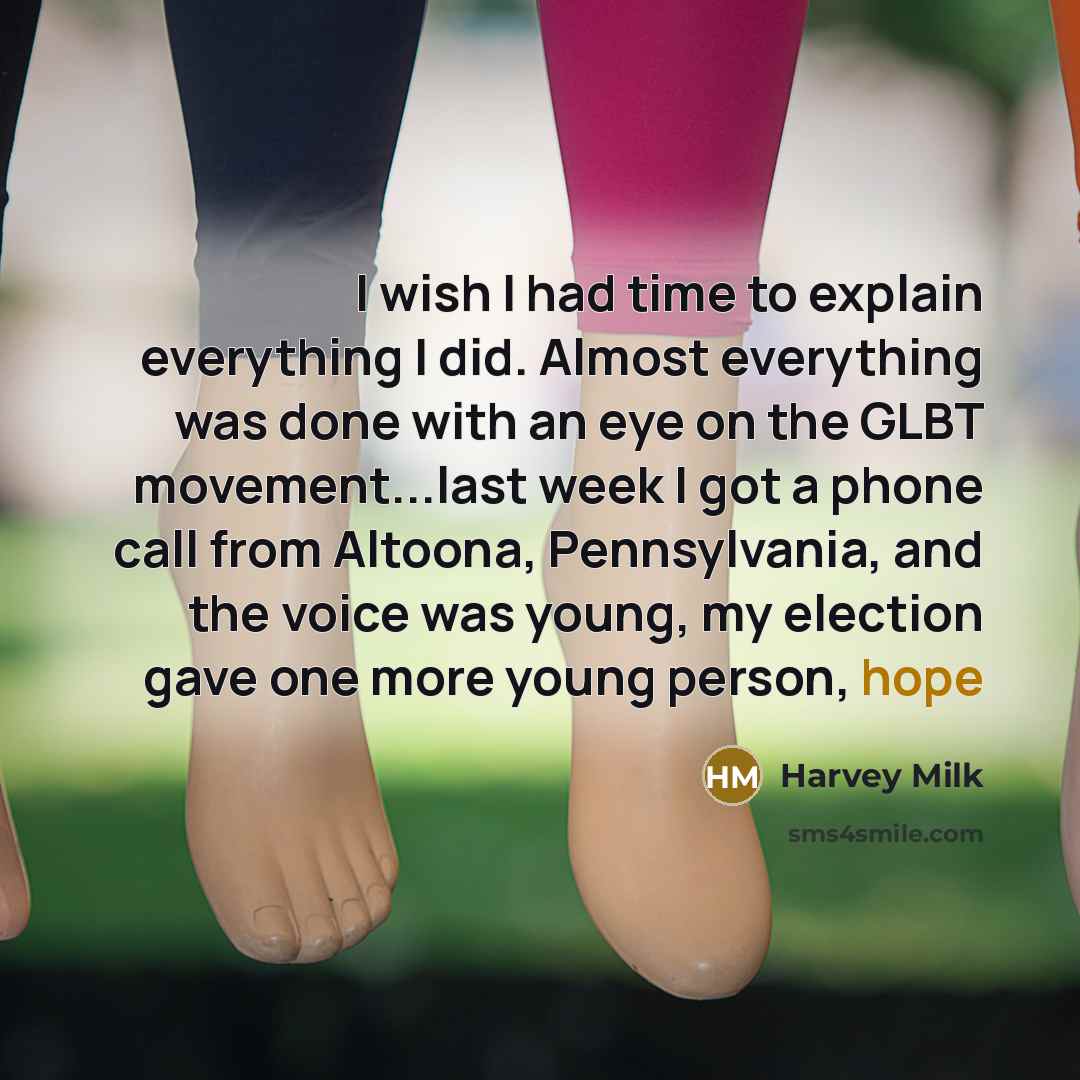 “I wish I had time to explain everything I did.…” quote by Harvey Milk