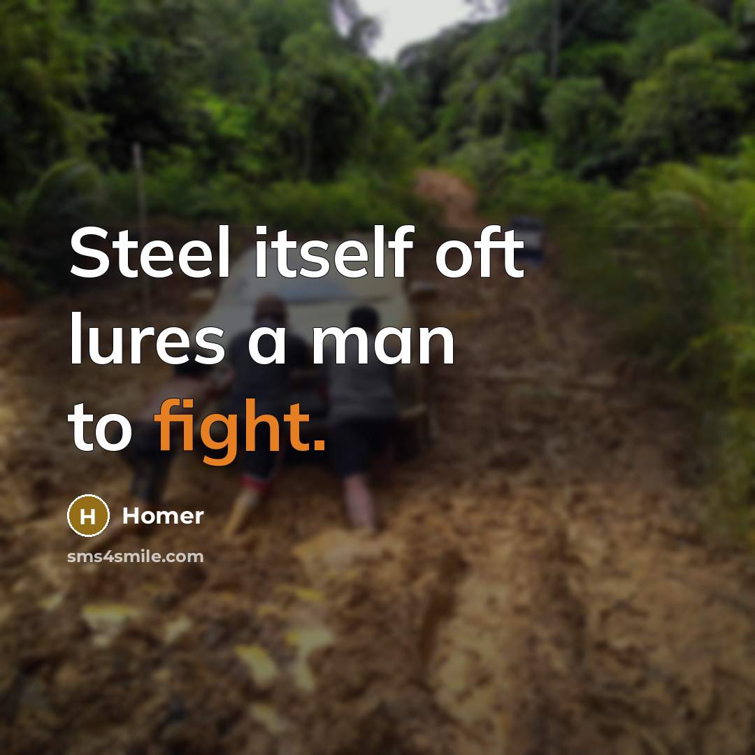 “Steel itself oft lures a man to fight.” quote by Homer