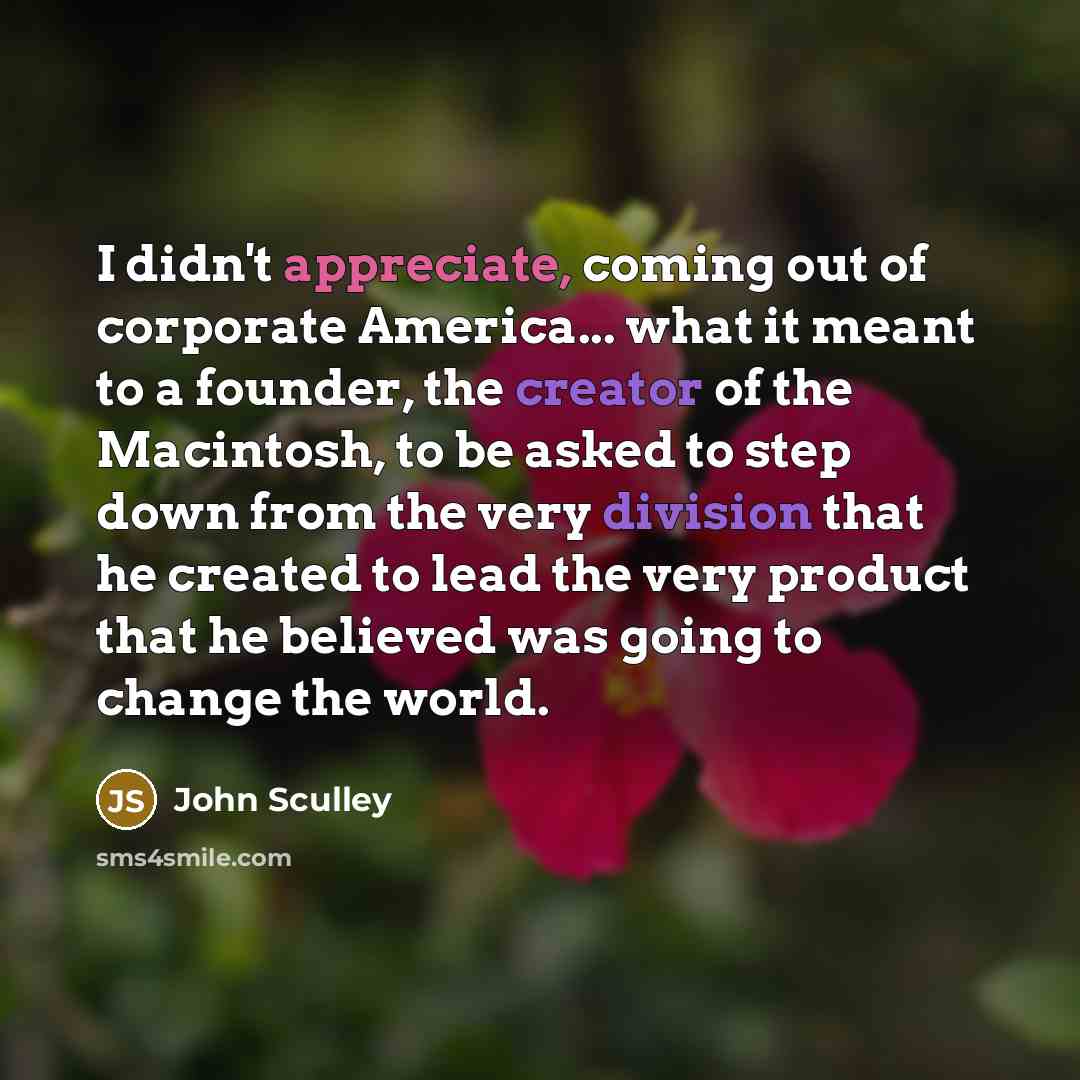 “I didn't appreciate, coming out of corporate America... what it…” quote by John Sculley