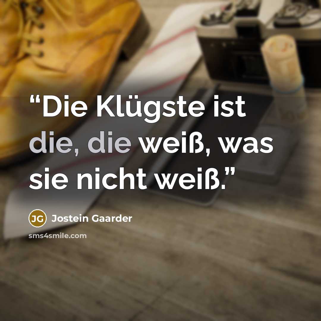 “Die Klügste ist die, die weiß, was sie nicht weiß.” quote by Jostein Gaarder