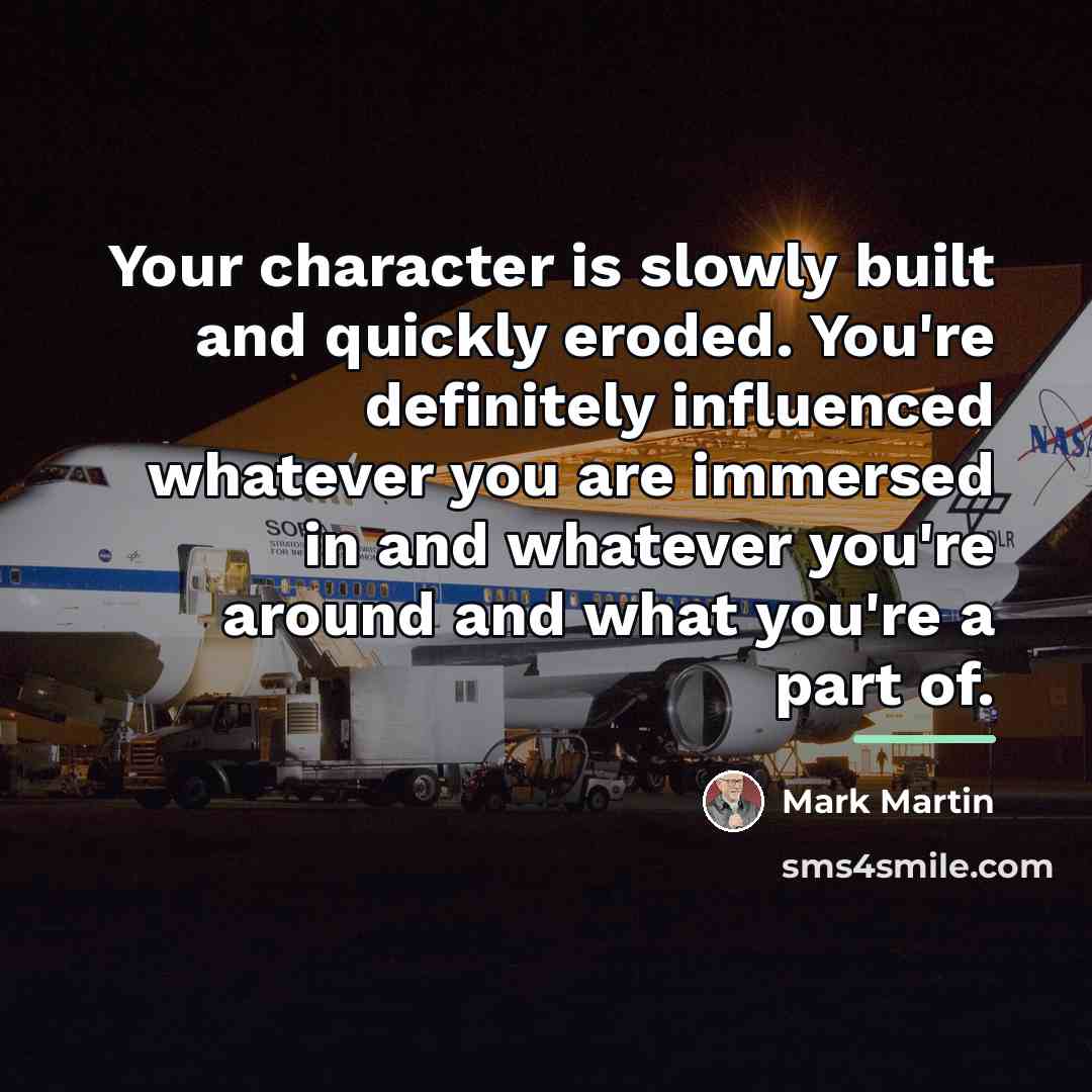 “Your character is slowly built and quickly eroded. You're definitely…” quote by Mark Martin