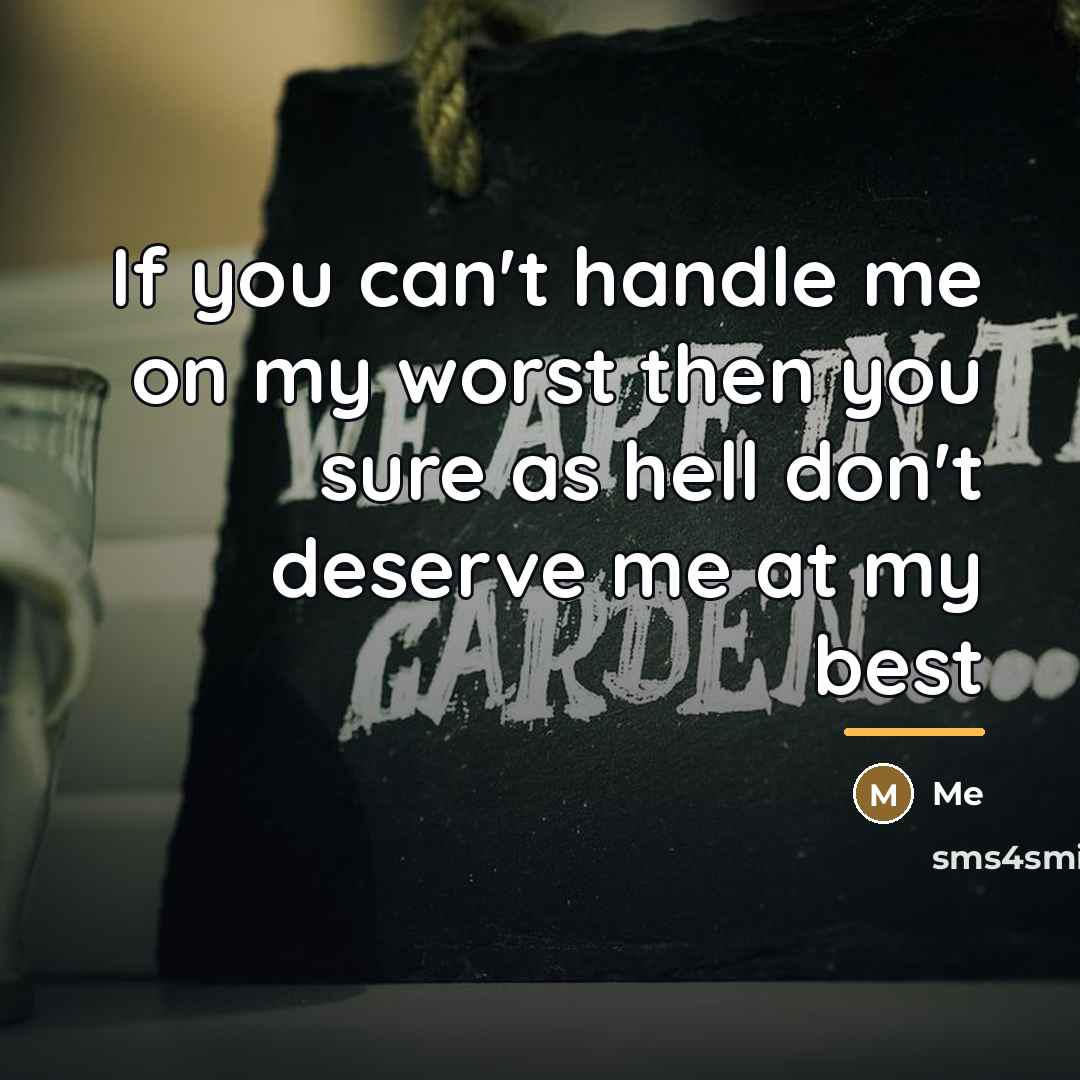 “If you can't handle me on my worst then you…” quote by Me