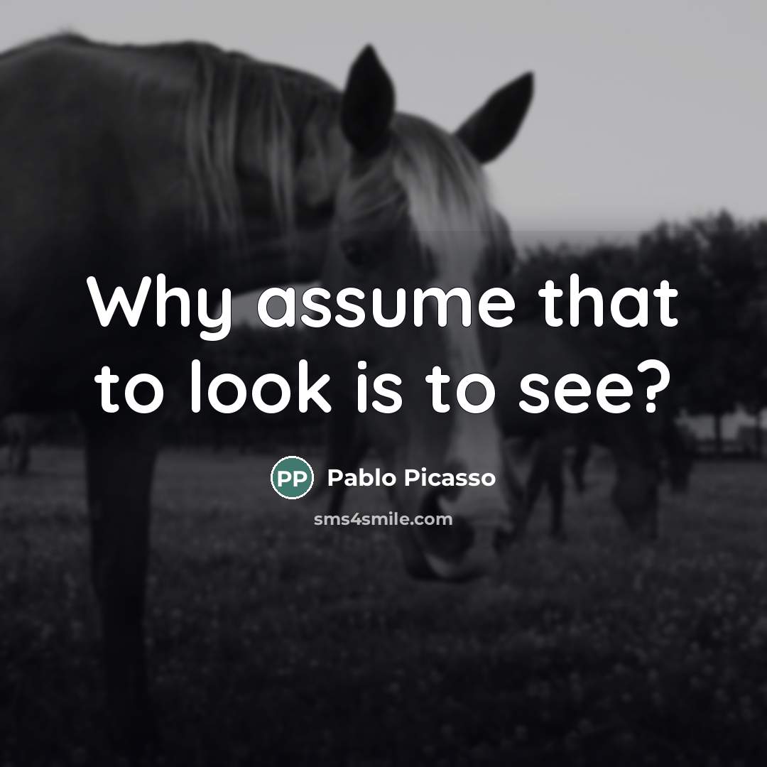 “Why assume that to look is to see?…” quote by Pablo Picasso