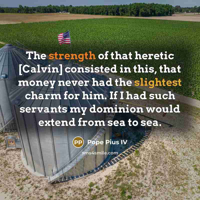 “The strength of that heretic [Calvin] consisted in this, that…” quote by Pope Pius IV
