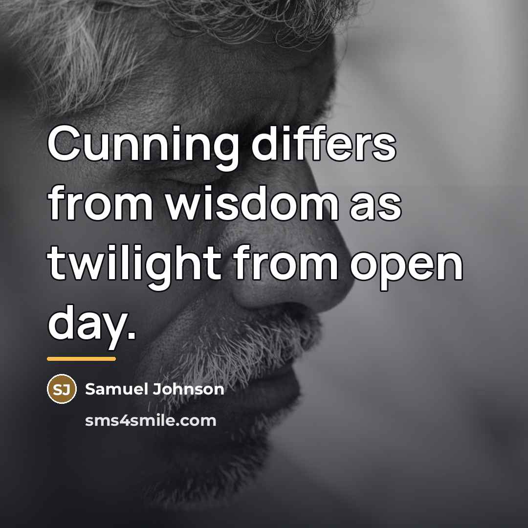 “Cunning differs from wisdom as twilight from open day.…” quote by Samuel Johnson