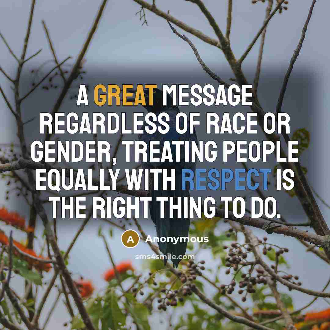 “A great message regardless of race or gender, treating people…” quote by Anonymous