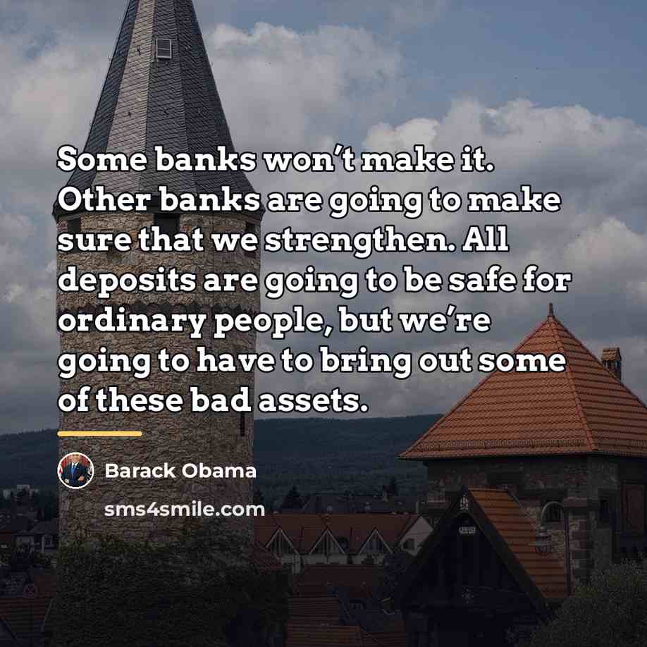 “Some banks won’t make it. Other banks are going to…” quote by Barack Obama