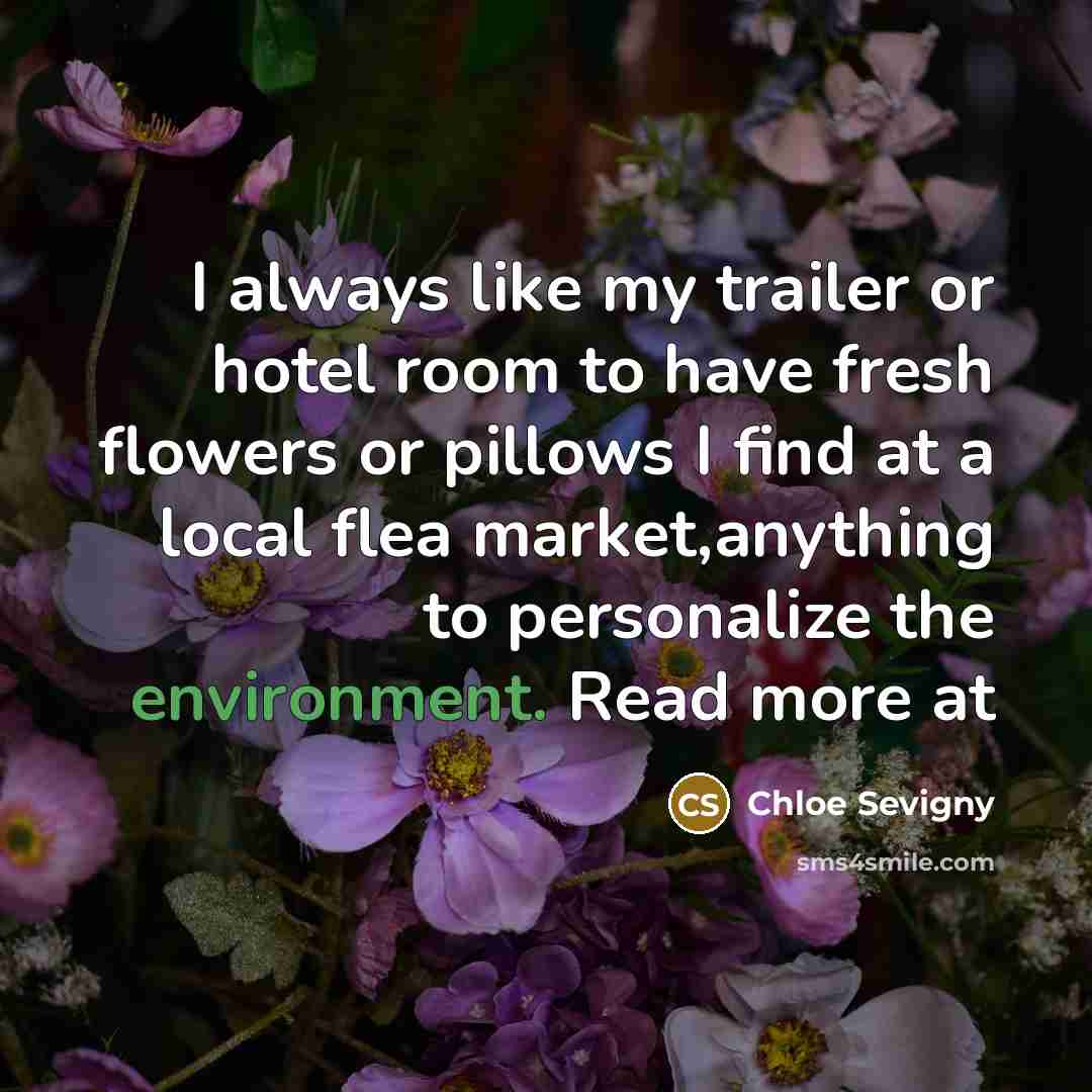 “I always like my trailer or hotel room to have…” quote by Chloe Sevigny