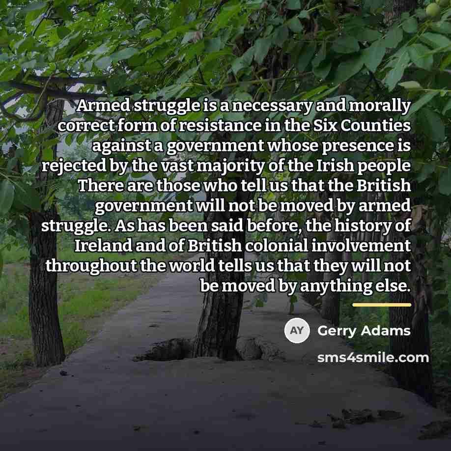 “Armed struggle is a necessary and morally correct form of…” quote by Gerry Adams