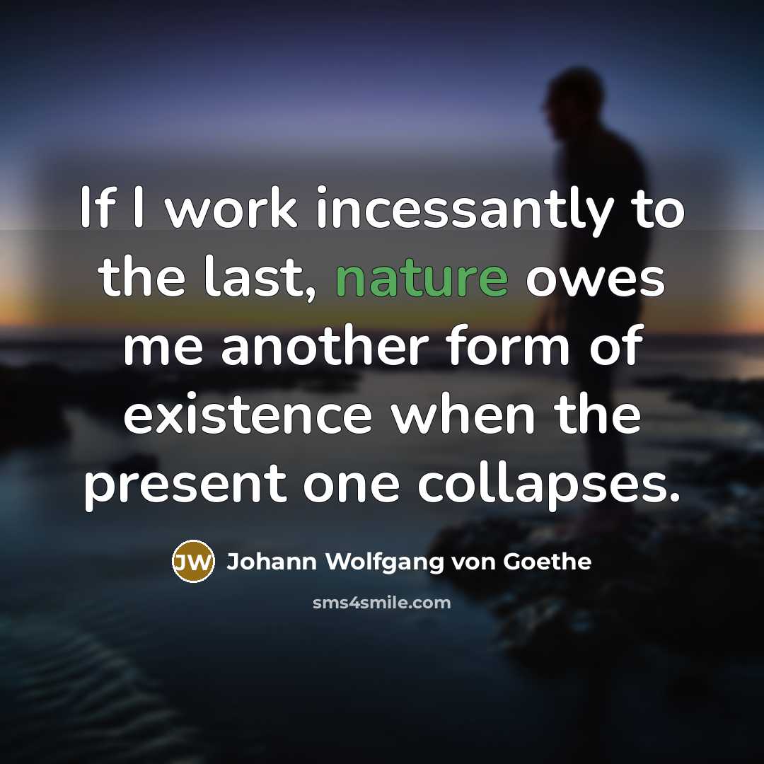 “If I work incessantly to the last, nature owes me…” quote by Johann Wolfgang von Goethe