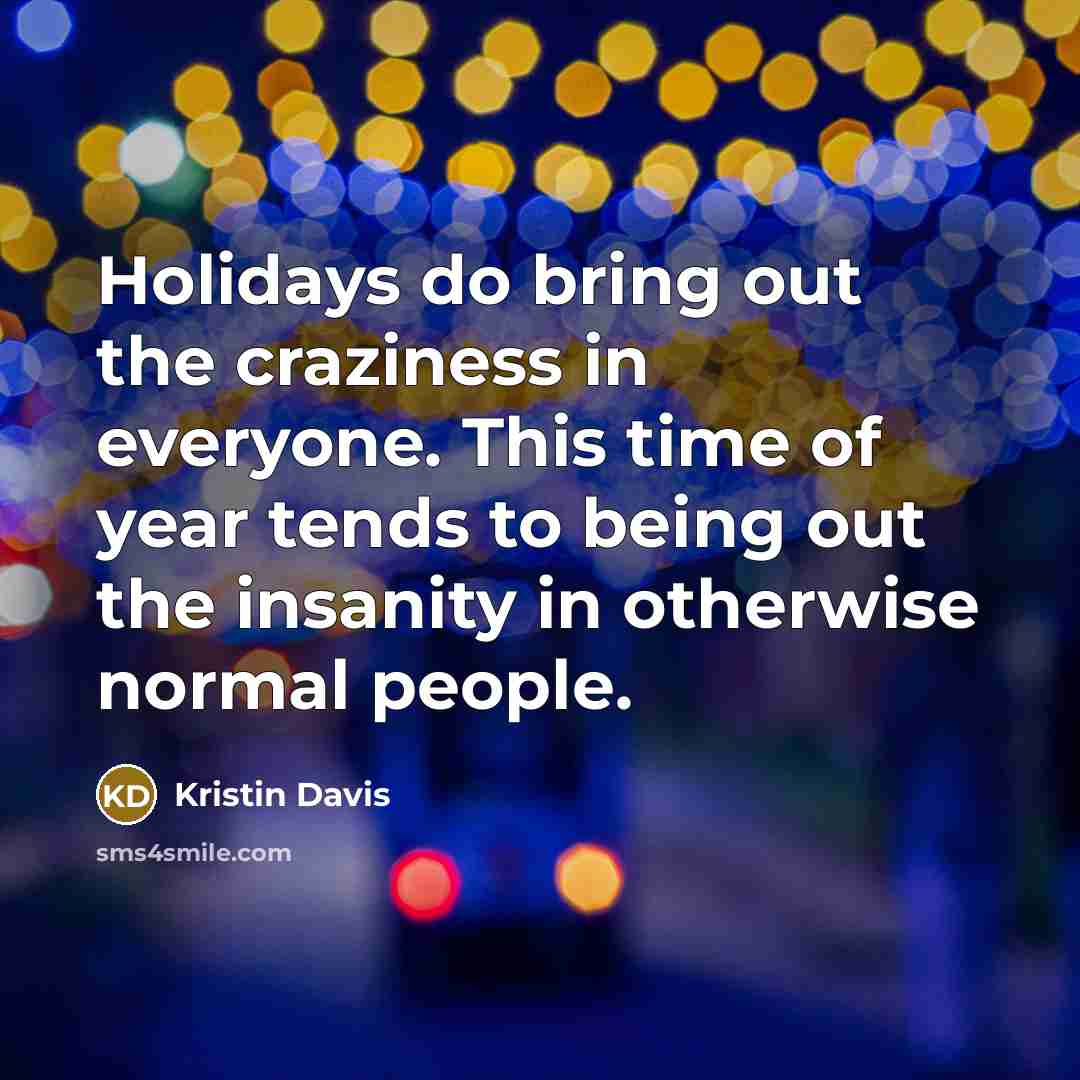 “Holidays do bring out the craziness in everyone. This time of year tends to being out the insanity in otherwise normal people.” quote by Kristin Davis