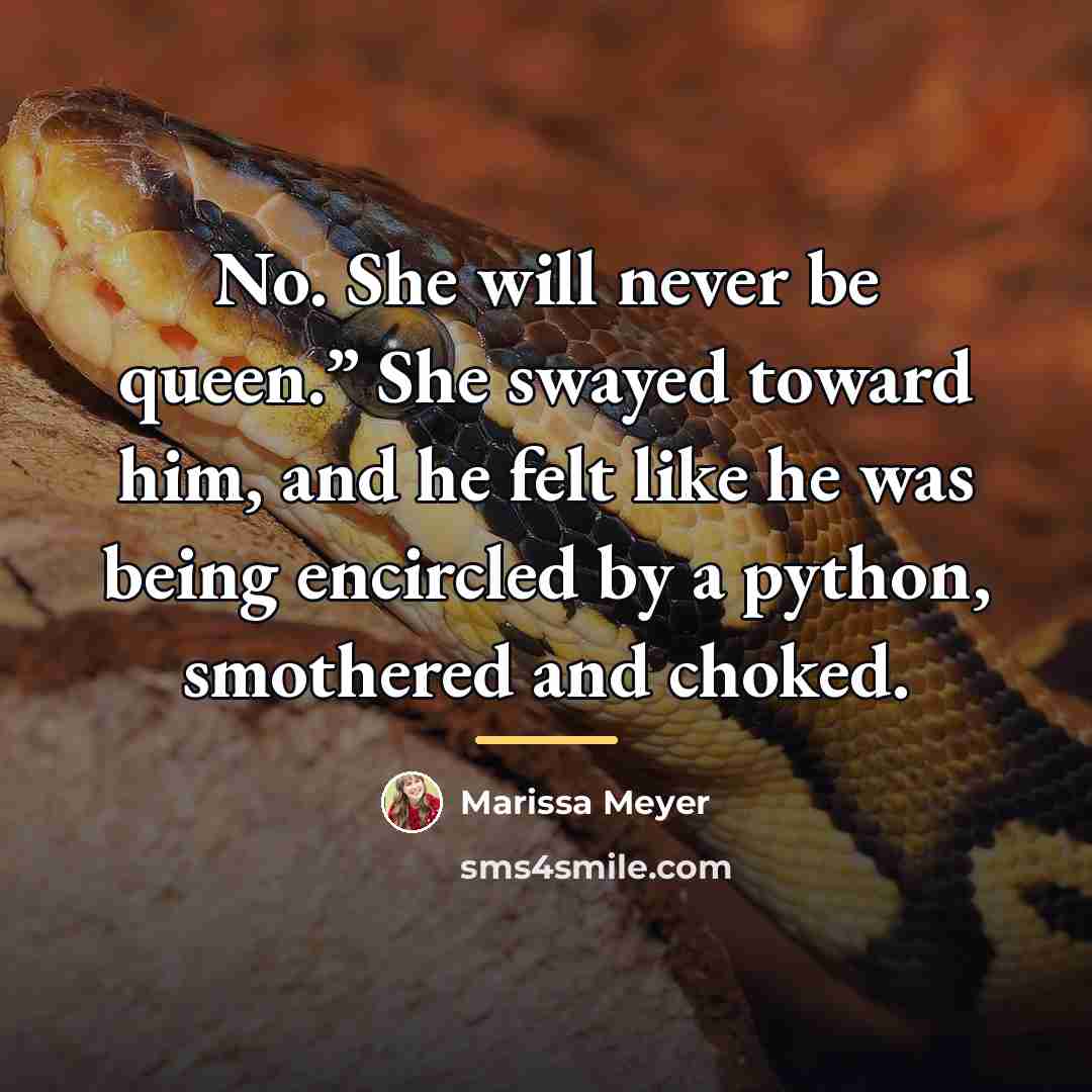 “No. She will never be queen.” She swayed toward him,…” quote by Marissa Meyer