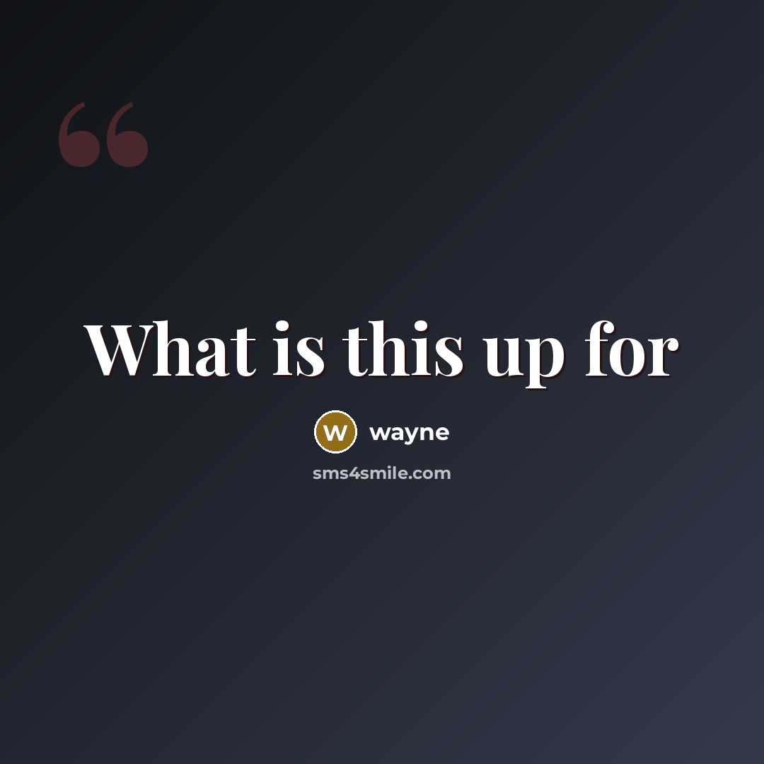 “What is this up for” quote by Wayne