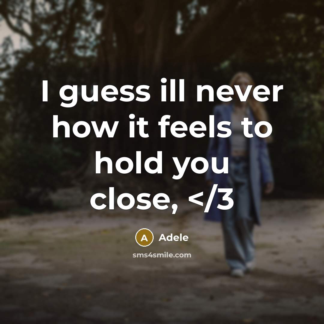 “I guess ill never how it feels to hold you…” quote by Adele