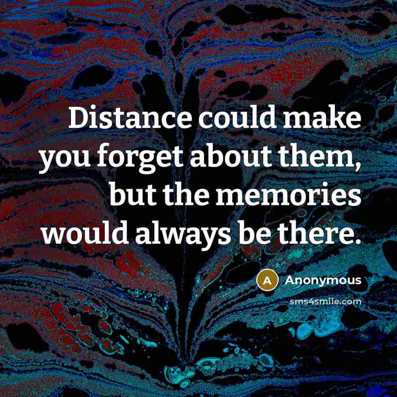 “Distance could make you forget about them, but the memories…” quote by Anonymous