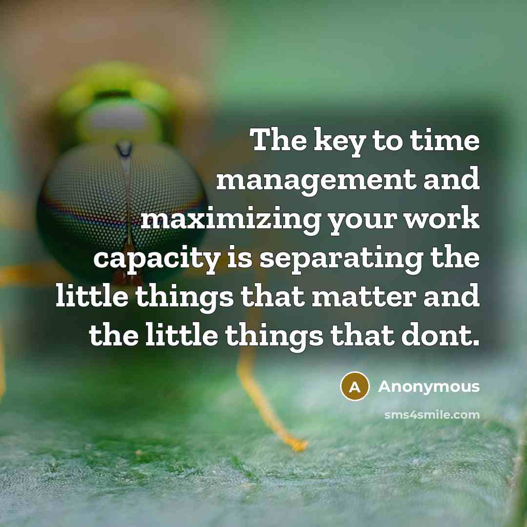 “The key to time management and maximizing your work capacity…” quote by Anonymous