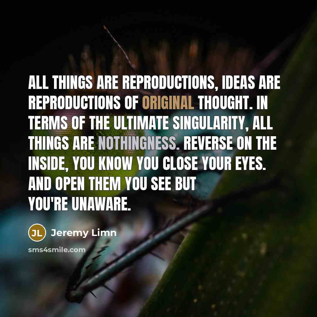 “All things are reproductions, ideas are reproductions of original thought.…” quote by Jeremy Limn