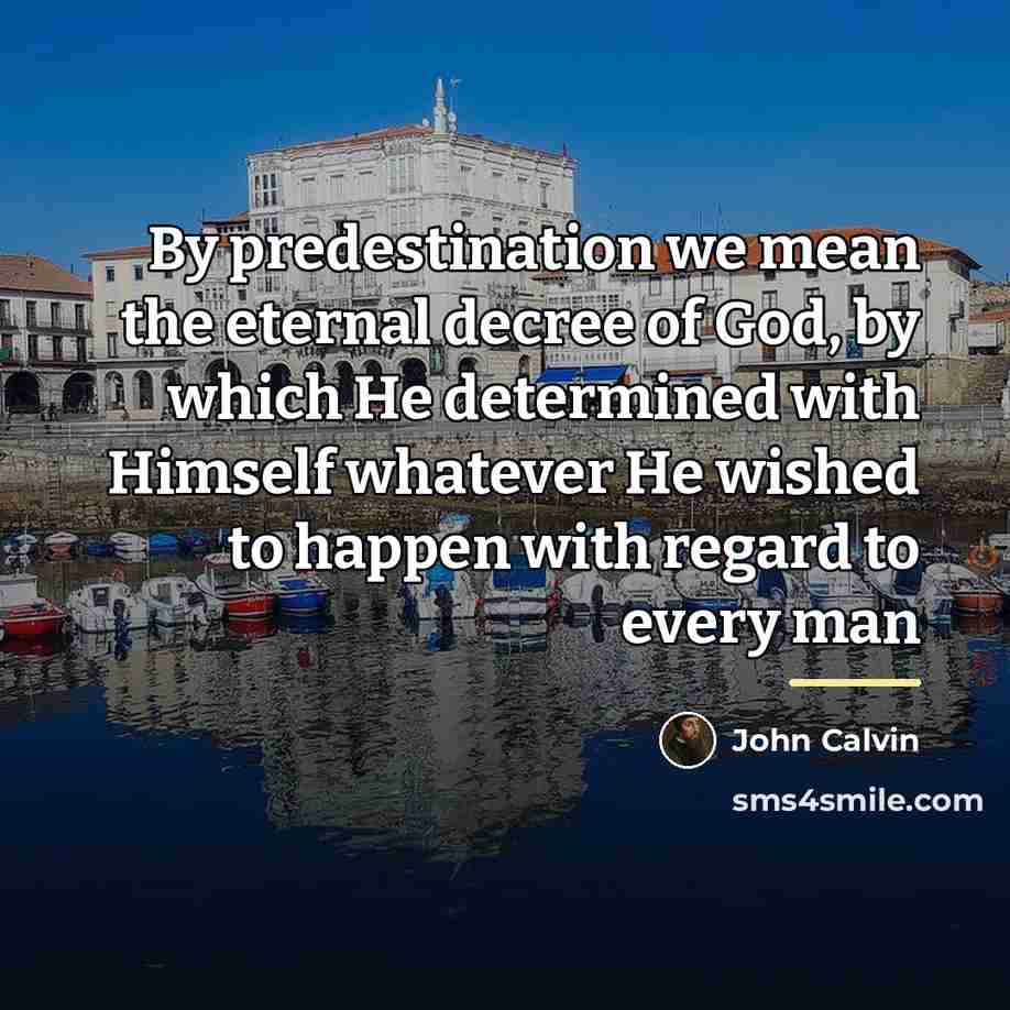 “By predestination we mean the eternal decree of God, by…” quote by John Calvin