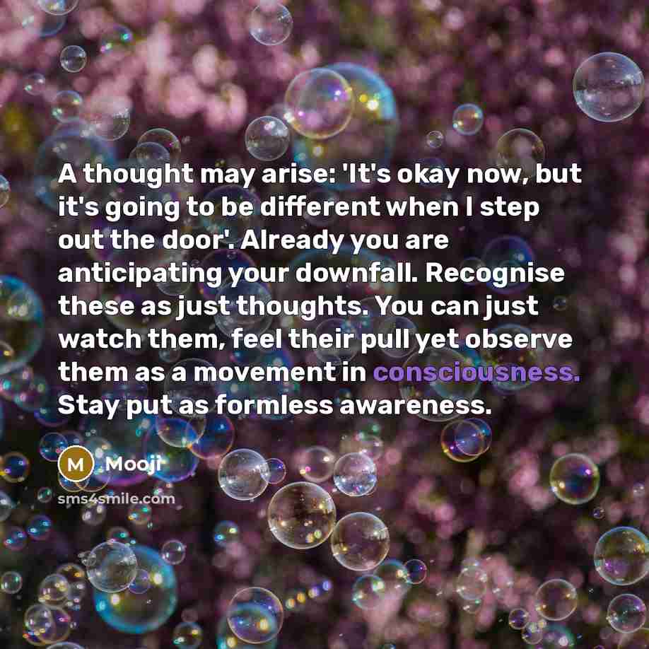 “A thought may arise: 'It's okay now, but it's going…” quote by Mooji