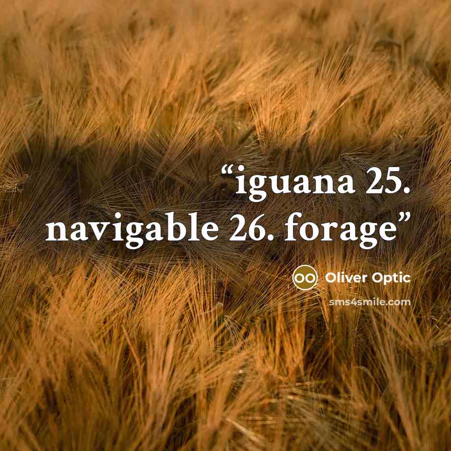 “iguana 25. navigable 26. forage” quote by Oliver Optic