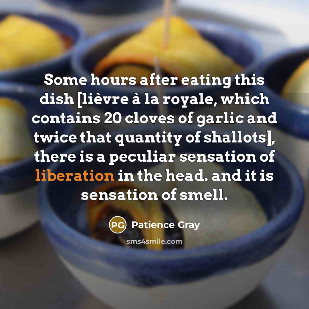 “Some hours after eating this dish [lièvre à la royale,…” quote by Patience Gray