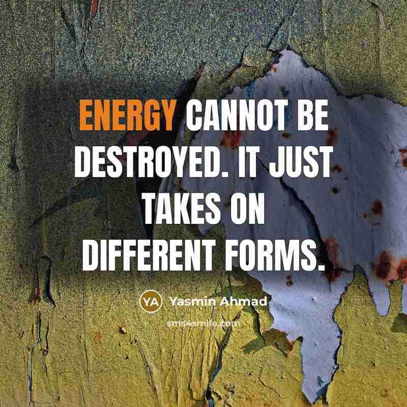 “Energy cannot be destroyed. It just takes on different forms.…” quote by Yasmin Ahmad