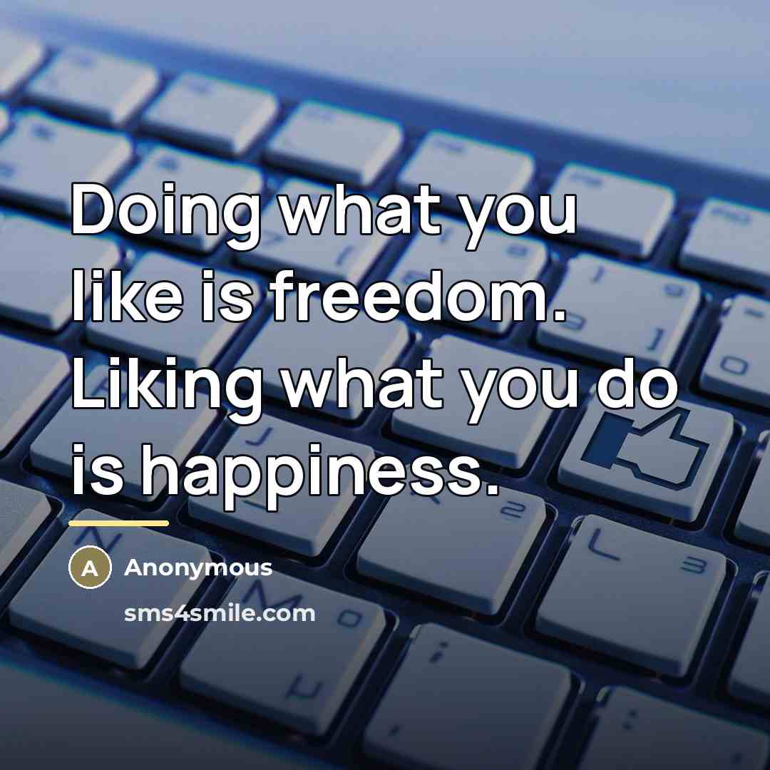 “Doing what you like is freedom. Liking what you do…” quote by Anonymous