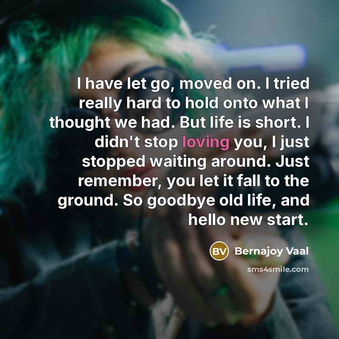 “I have let go, moved on. I tried really hard…” quote by Bernajoy Vaal