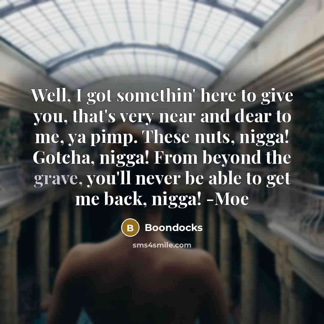 “Well, I got somethin' here to give you, that's very…” quote by Boondocks
