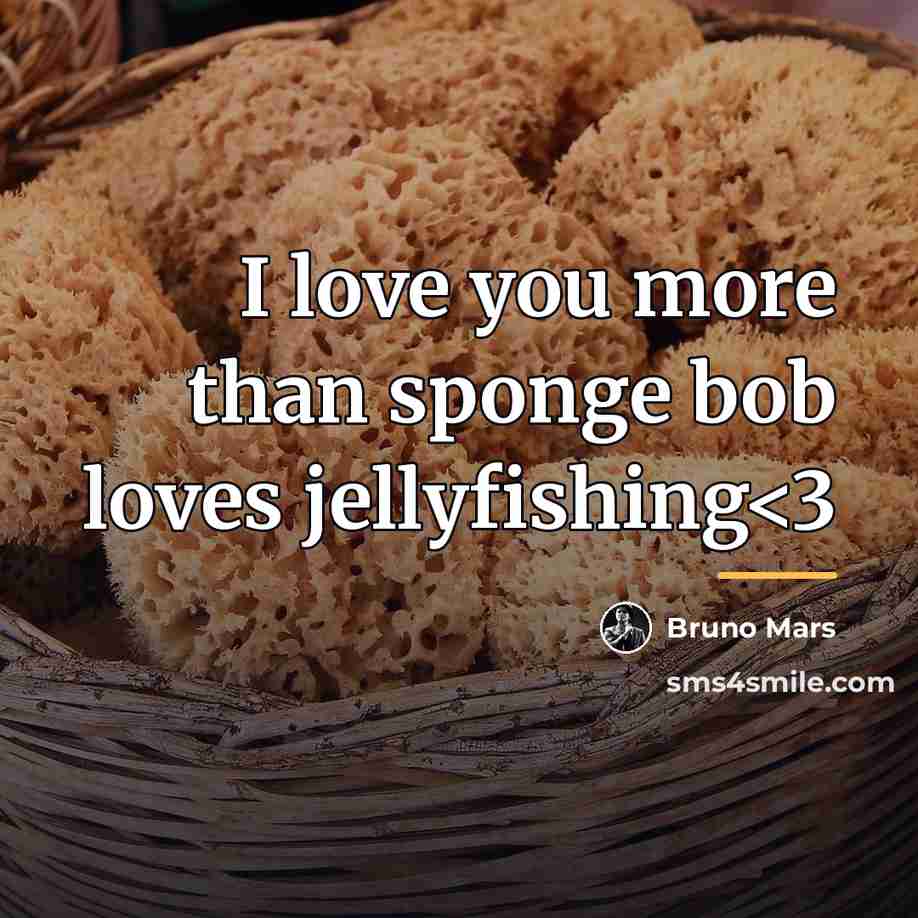 “I love you more than sponge bob loves jellyfishing…” quote by Bruno Mars