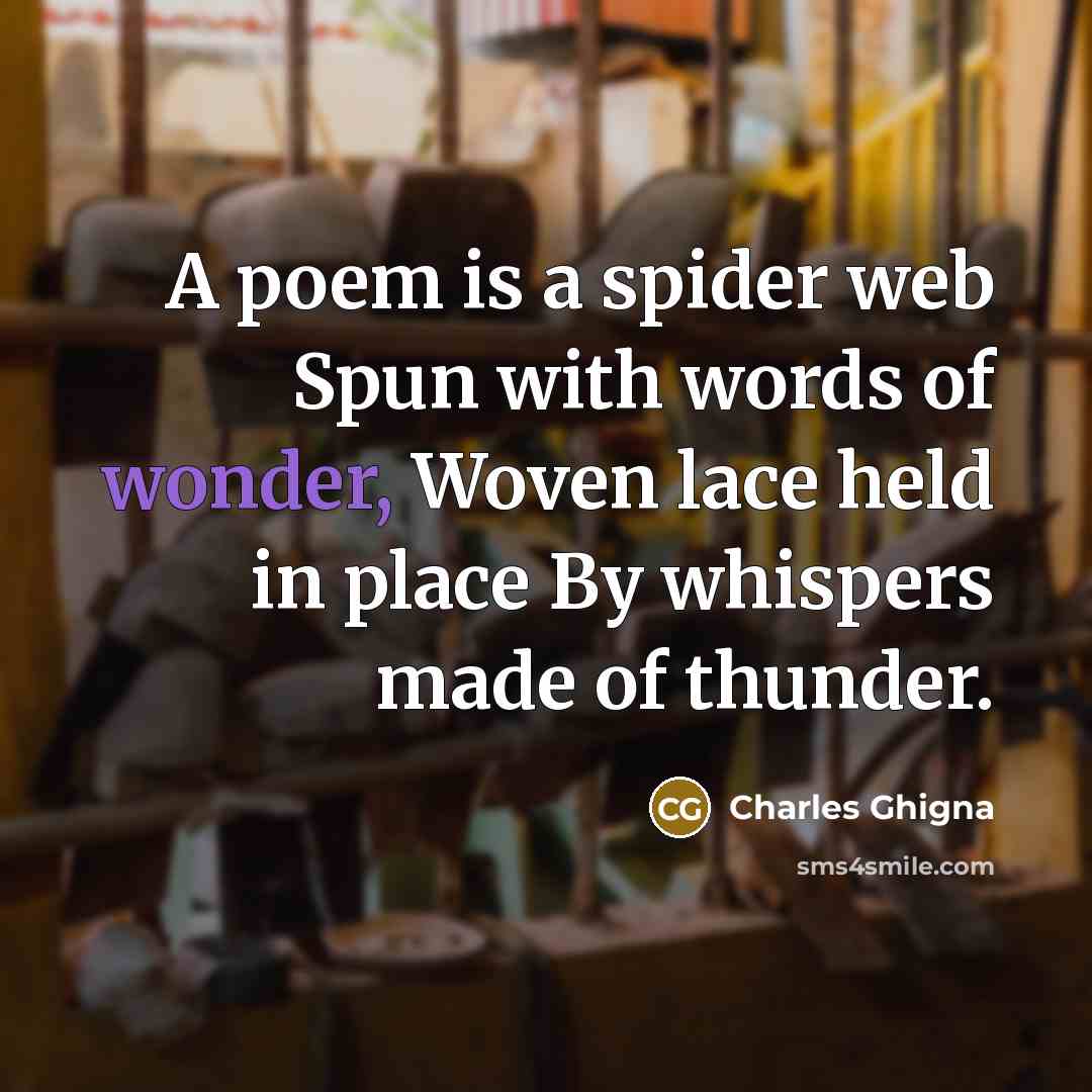 “A poem is a spider web Spun with words of…” quote by Charles Ghigna