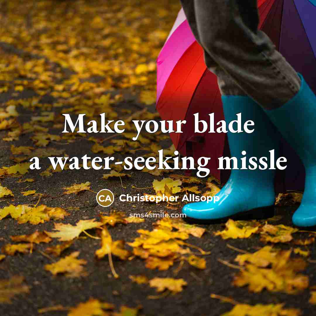 “Make your blade a water-seeking missle” quote by Christopher Allsopp