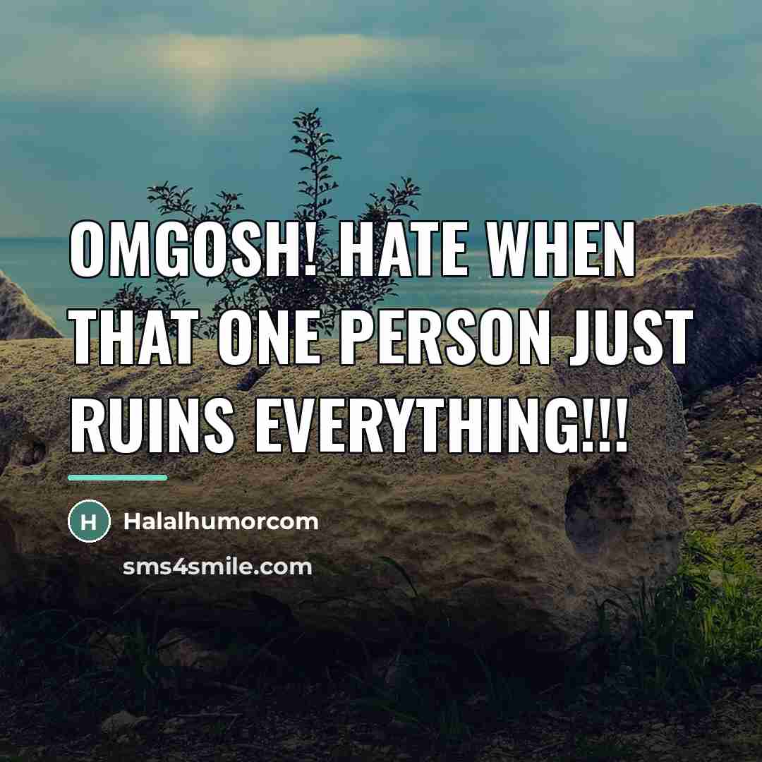 “Omgosh! Hate when that one person just ruins everything!!!…” quote by Halalhumorcom