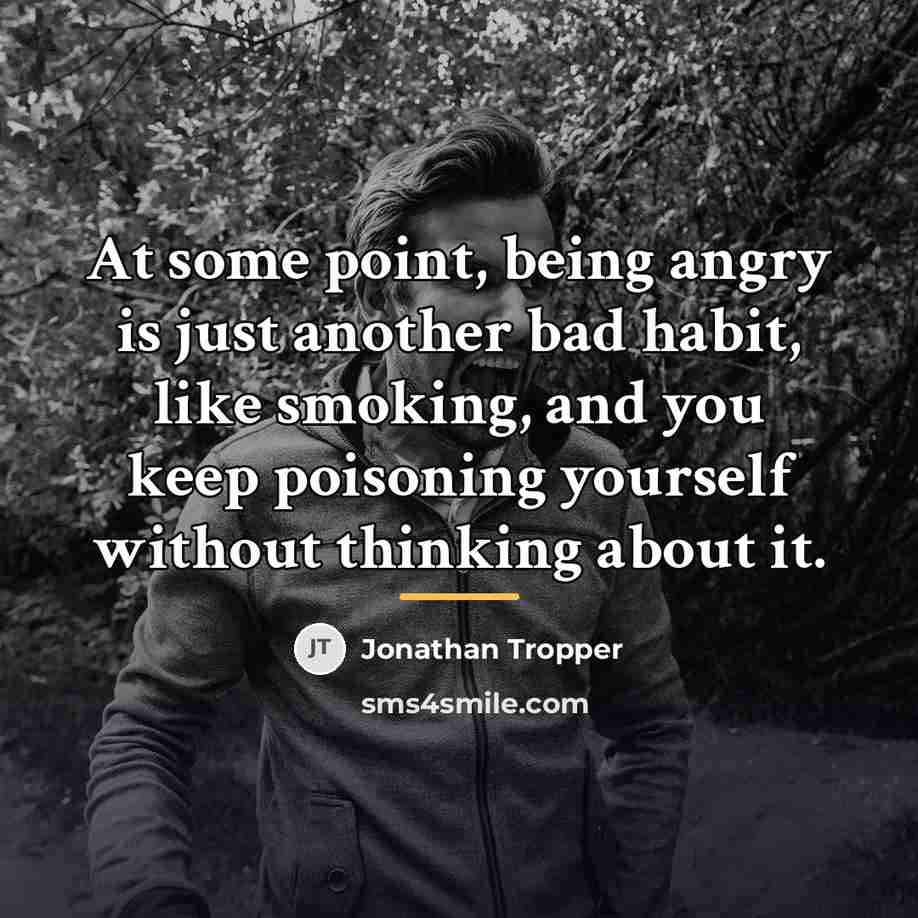 “At some point, being angry is just another bad habit,…” quote by Jonathan Tropper