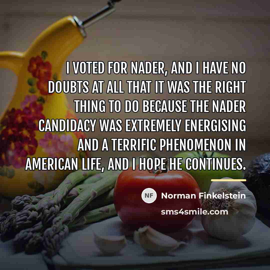 “I voted for Nader, and I have no doubts at…” quote by Norman Finkelstein