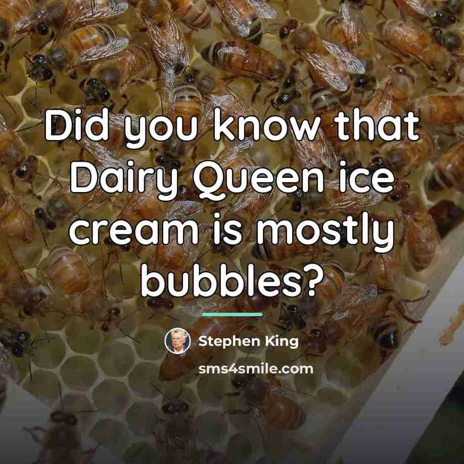 “Did you know that Dairy Queen ice cream is mostly…” quote by Stephen King