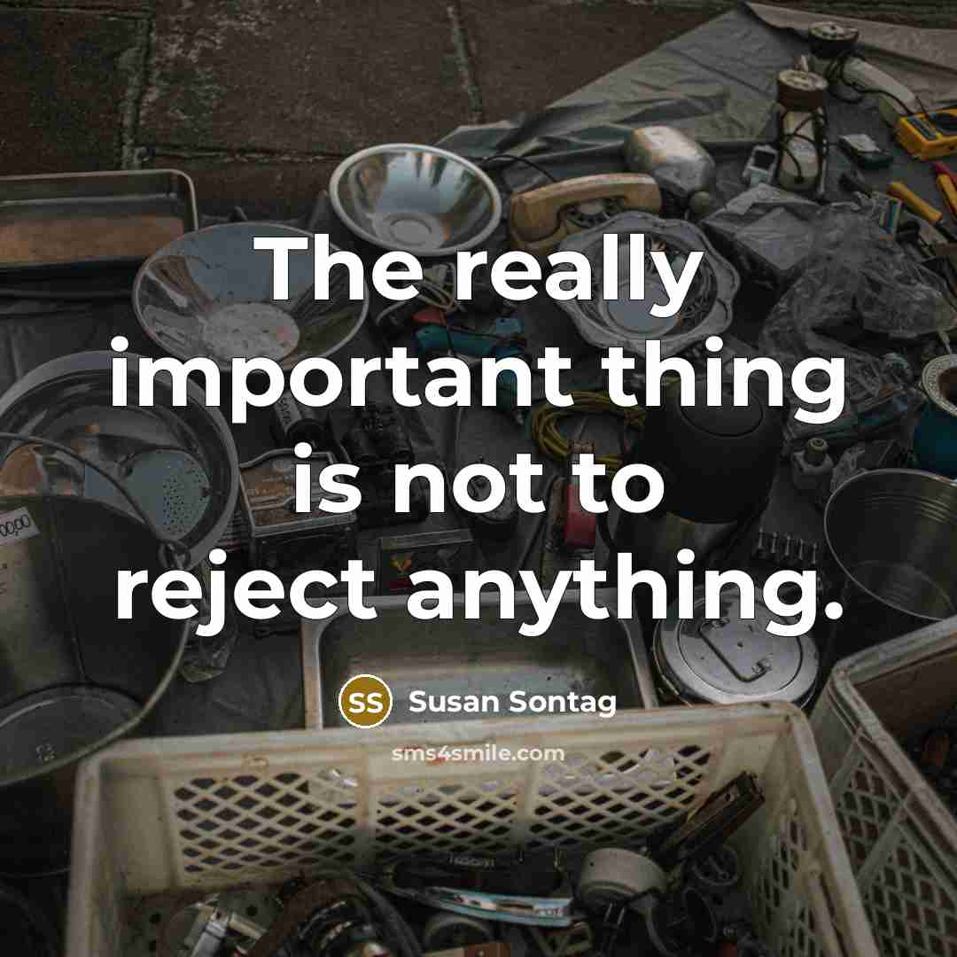 “The really important thing is not to reject anything.…” quote by Susan Sontag