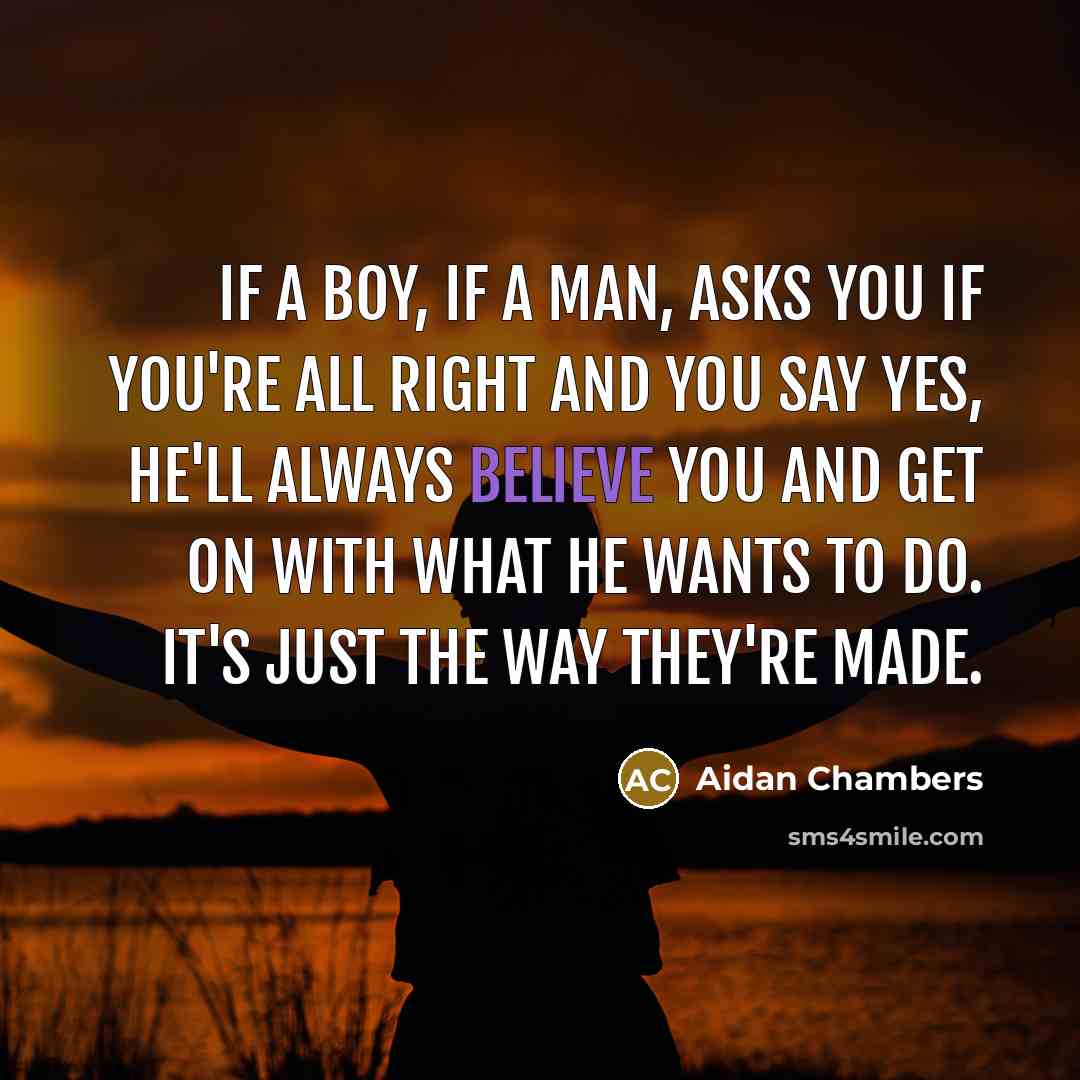 “If a boy, if a man, asks you if you're…” quote by Aidan Chambers
