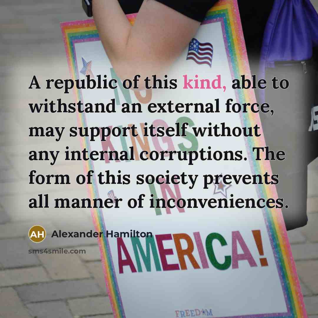 “A republic of this kind, able to withstand an external…” quote by Alexander Hamilton