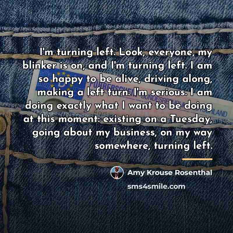 “I'm turning left. Look, everyone, my blinker is on, and…” quote by Amy Krouse Rosenthal