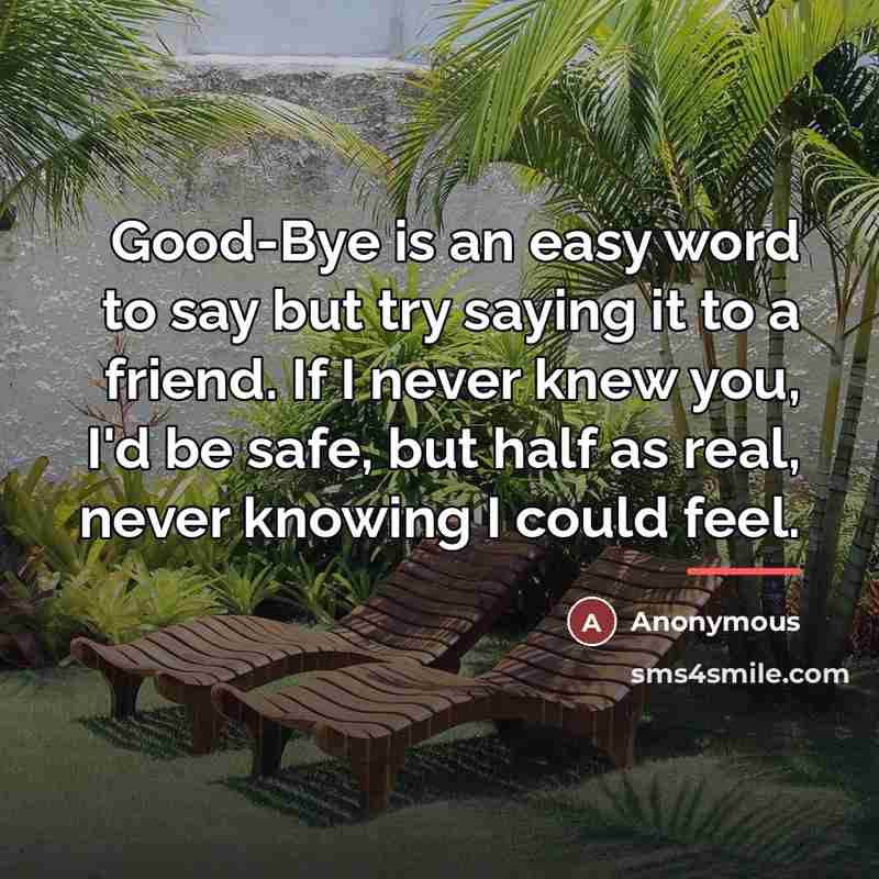 “Good-Bye is an easy word to say but try saying…” quote by Anonymous