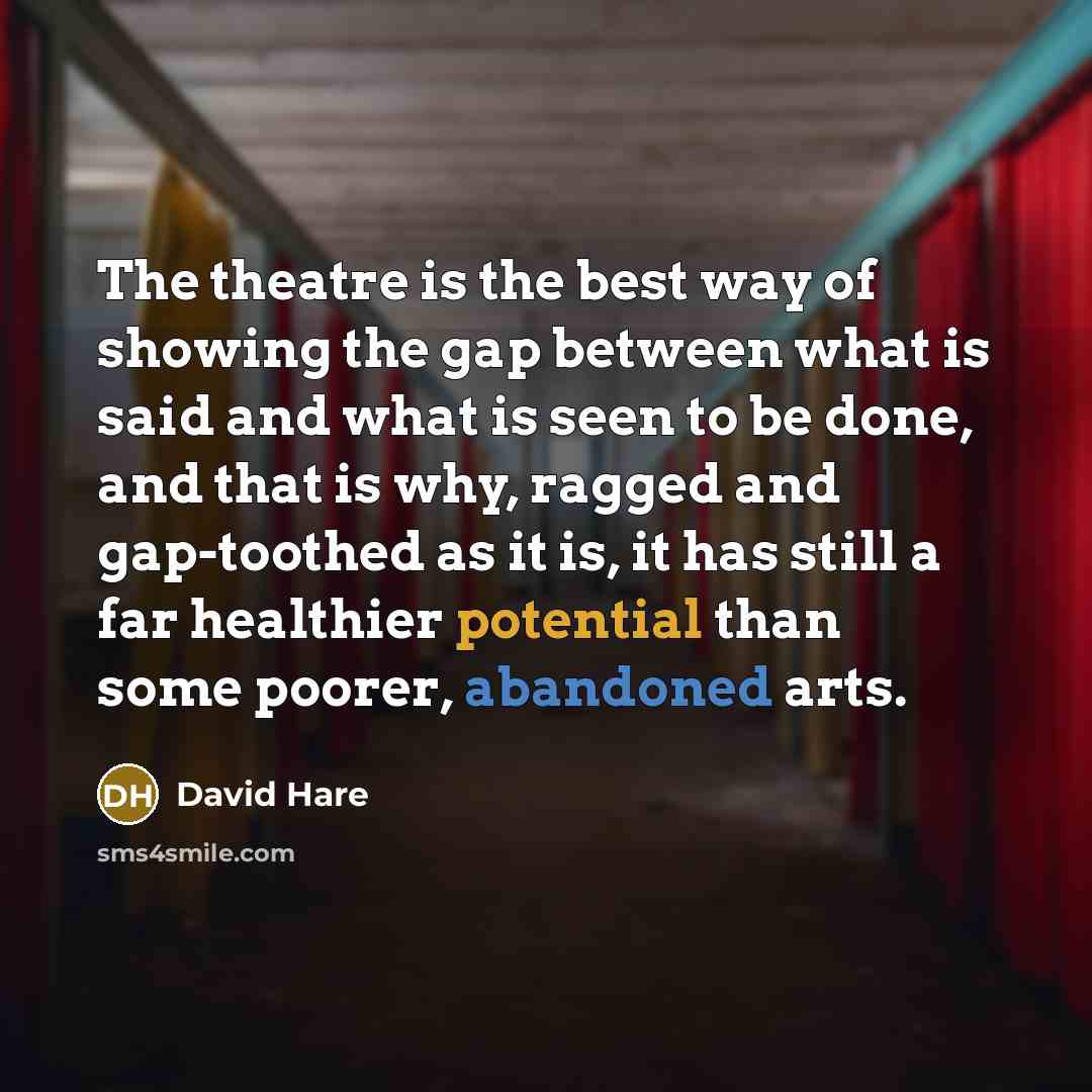 “The theatre is the best way of showing the gap…” quote by David Hare